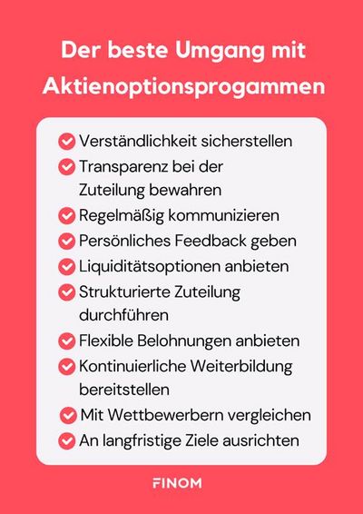 Grafik mit den besten Praktiken bei der Einführung eines Aktienoptionsprogramms