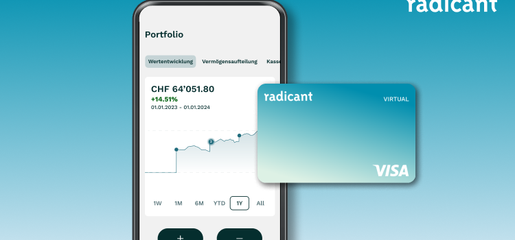 Smartphone-Ansicht und Karte der Neo-Bank Radicant