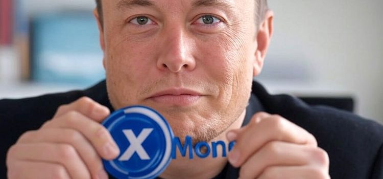 Elon Musk mit dem X-Money-Logo in der Hand