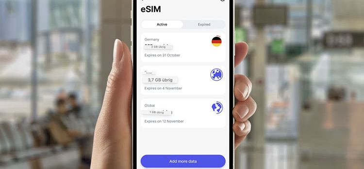 Smartpone mit der Option eSIM von Revolut