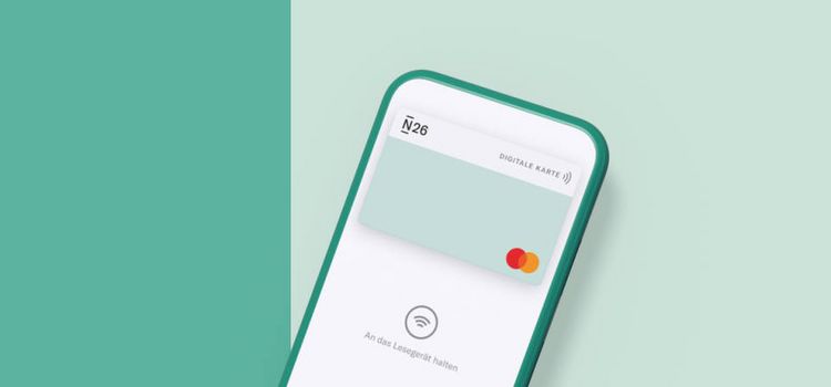 Grafik mit der Smartphone-Darstellung der Challenger-Bank N26