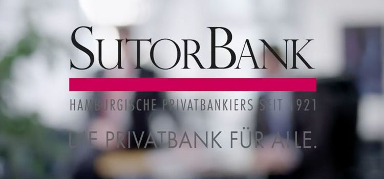 Firmenschild der Sutor Bank in Hamburg