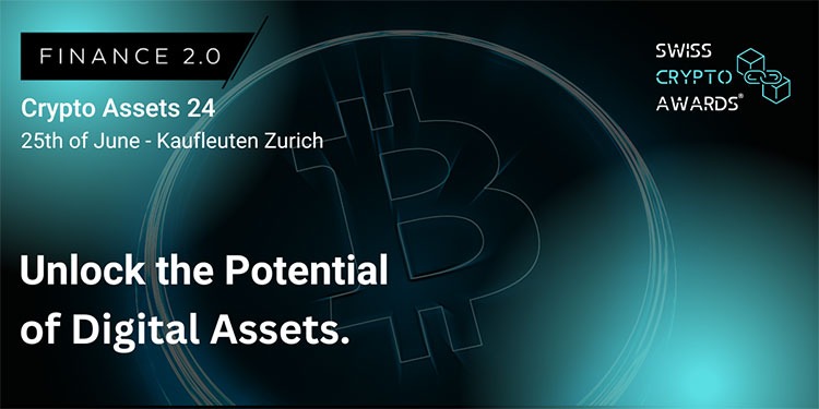 Hinweisschild auf die Konferenz Finance 2.0 – Crypto Assetts 24