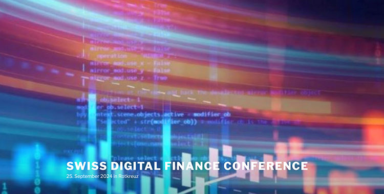 Swiss Digital Finance Conference 2024, Schriftzug auf bewegtem Hintergrund